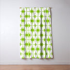 Lime Green Mid Century Modern Atomic Age Starburst Pattern Window Curtain Gallery Image 3