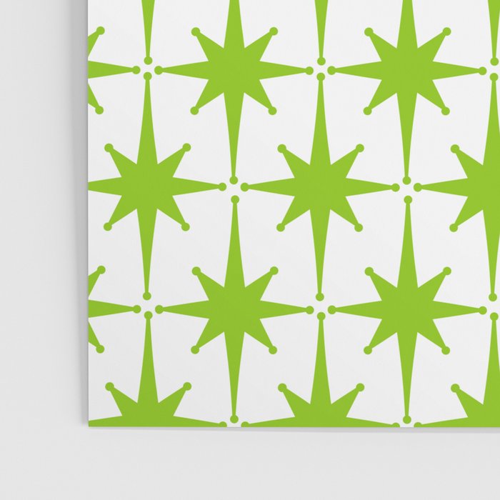 Lime Green Mid Century Modern Atomic Age Starburst Pattern Poster Gallery Image 3