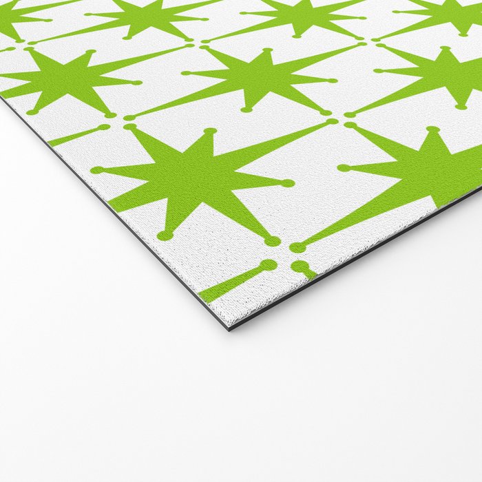 Lime Green Mid Century Modern Atomic Age Starburst Pattern Welcome Mat Gallery Image 2