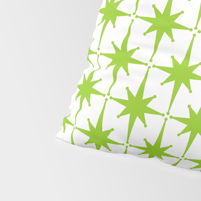 Lime Green Mid Century Modern Atomic Age Starburst Pattern Pillow Sham Gallery Image 4