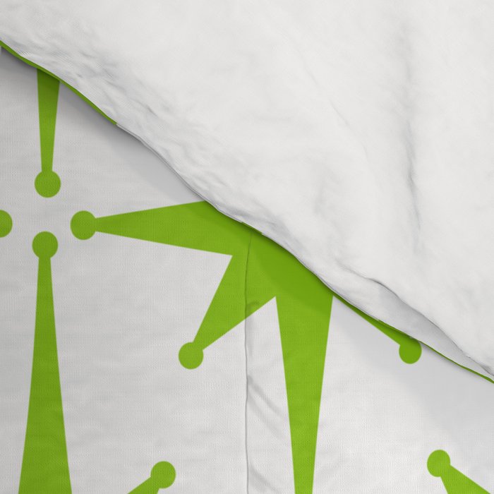 Lime Green Mid Century Modern Atomic Age Starburst Pattern Comforter Gallery Image 4