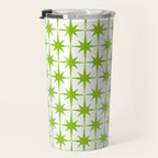 Lime Green Mid Century Modern Atomic Age Starburst Pattern Travel Mug Gallery Image 3