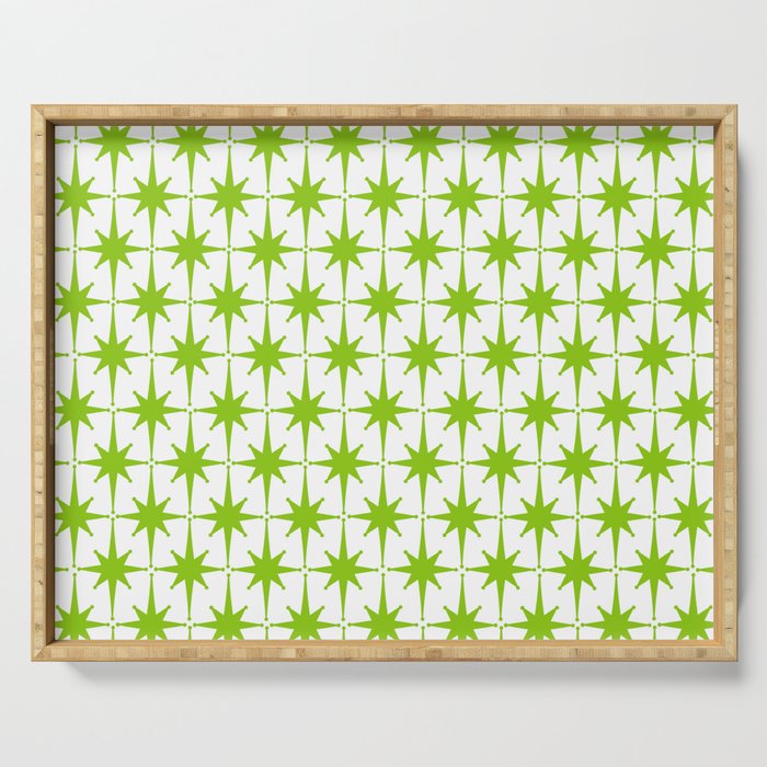 Lime Green Mid Century Modern Atomic Age Starburst Pattern Serving Tray Gallery Image 1