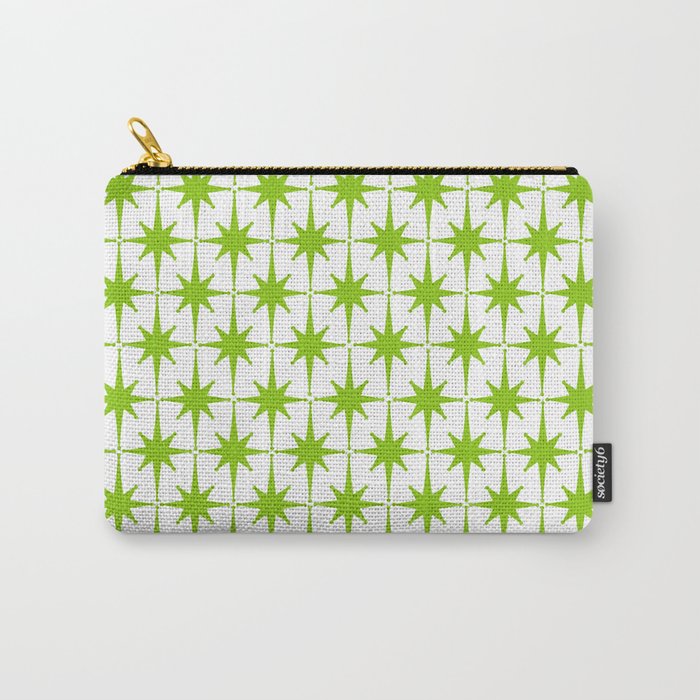 Lime Green Mid Century Modern Atomic Age Starburst Pattern Carry All Pouch Gallery Image 1