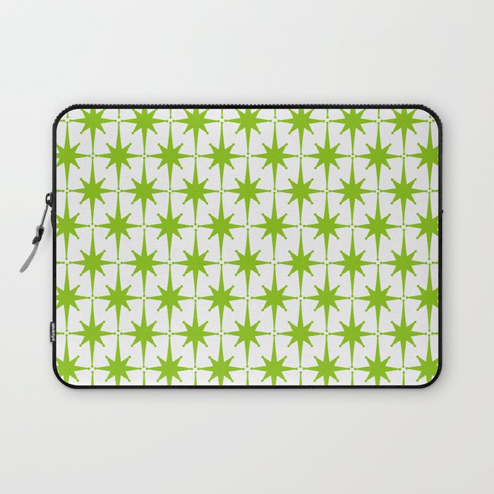 Lime Green Mid Century Modern Atomic Age Starburst Pattern Laptop Sleeve Gallery Image 1