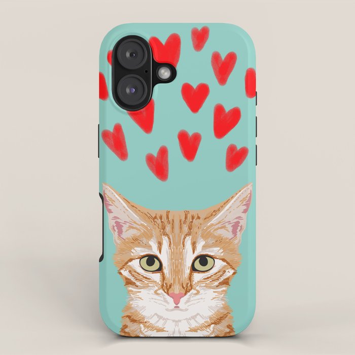 Mackenzie - Orange Tabby Cute Valentines Day Kitten Girly Retro Cat Art cell phone iPhone Case Gallery Image 1