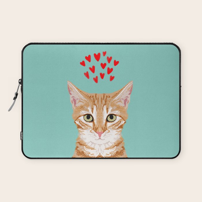 Mackenzie - Orange Tabby Cute Valentines Day Kitten Girly Retro Cat Art cell phone Laptop Sleeve Gallery Image 1