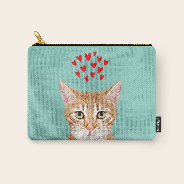 Mackenzie - Orange Tabby Cute Valentines Day Kitten Girly Retro Cat Art cell phone Carry All Pouch Gallery Image 1