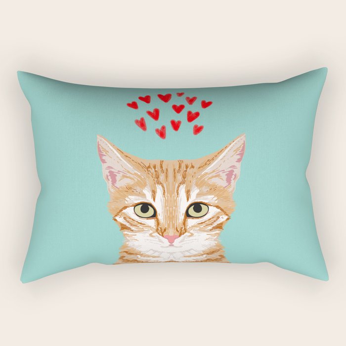 Mackenzie - Orange Tabby Cute Valentines Day Kitten Girly Retro Cat Art cell phone Rectangular Pillow Gallery Image 1