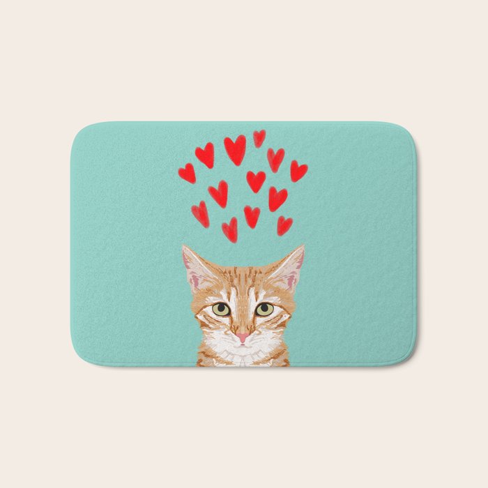 Mackenzie - Orange Tabby Cute Valentines Day Kitten Girly Retro Cat Art cell phone Bath Mat Gallery Image 1