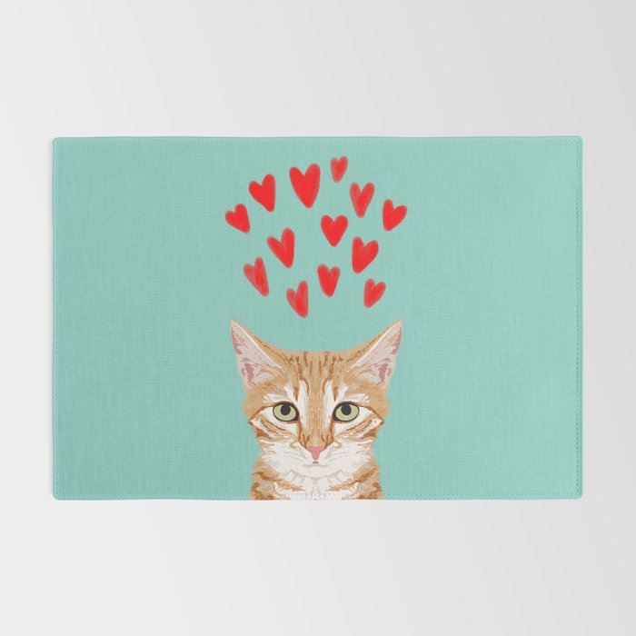 Mackenzie - Orange Tabby Cute Valentines Day Kitten Girly Retro Cat Art cell phone Rug Gallery Image 2