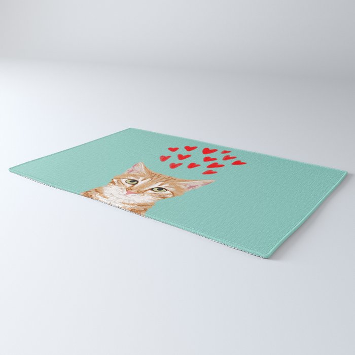 Mackenzie - Orange Tabby Cute Valentines Day Kitten Girly Retro Cat Art cell phone Rug Gallery Image 3