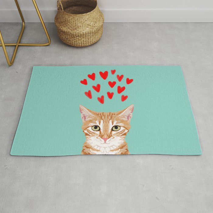 Mackenzie - Orange Tabby Cute Valentines Day Kitten Girly Retro Cat Art cell phone Rug Gallery Image 1