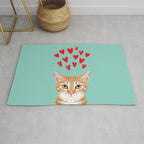 Mackenzie - Orange Tabby Cute Valentines Day Kitten Girly Retro Cat Art cell phone Rug Gallery Image 1