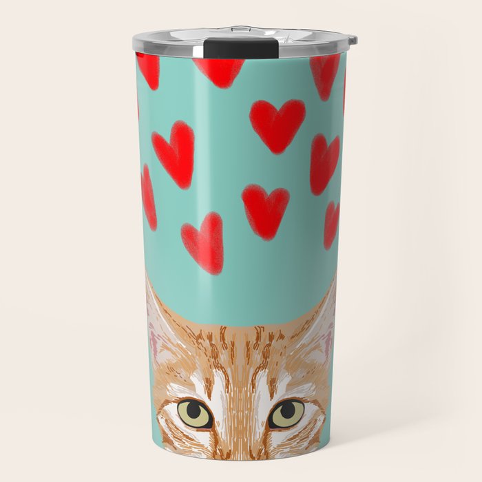 Mackenzie - Orange Tabby Cute Valentines Day Kitten Girly Retro Cat Art cell phone Travel Mug Gallery Image 1