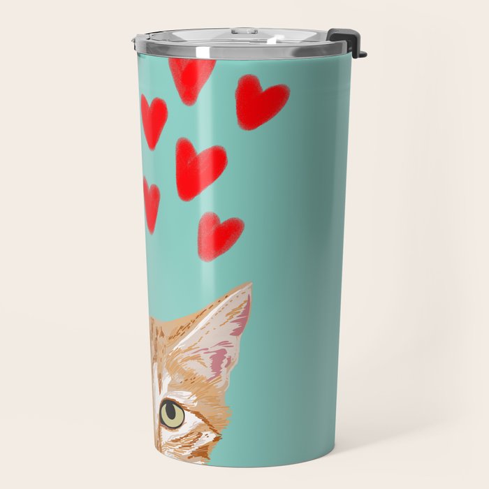 Mackenzie - Orange Tabby Cute Valentines Day Kitten Girly Retro Cat Art cell phone Travel Mug Gallery Image 2