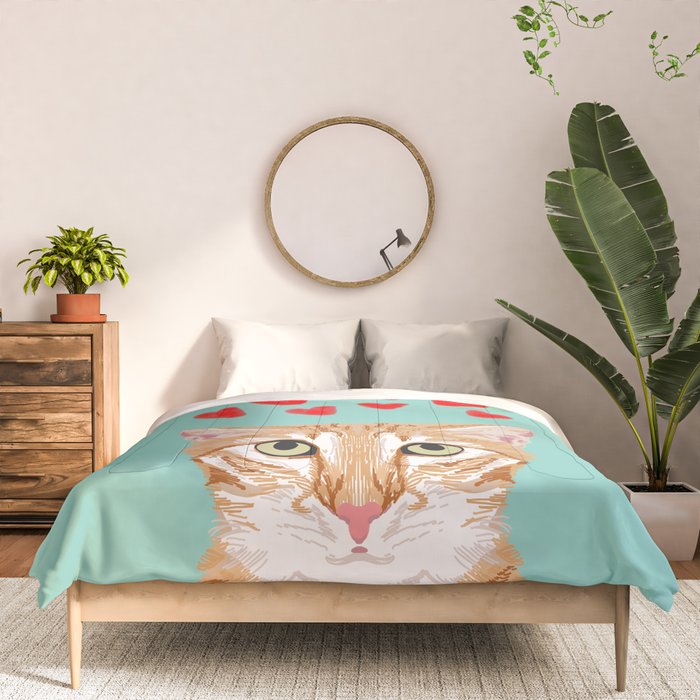 Mackenzie - Orange Tabby Cute Valentines Day Kitten Girly Retro Cat Art cell phone Comforter Gallery Image 3