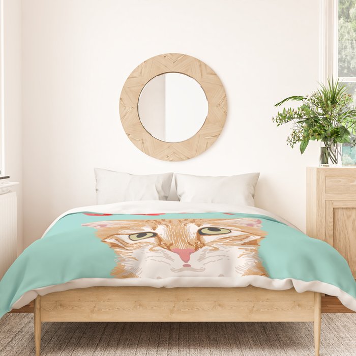 Mackenzie - Orange Tabby Cute Valentines Day Kitten Girly Retro Cat Art cell phone Duvet Cover Gallery Image 3