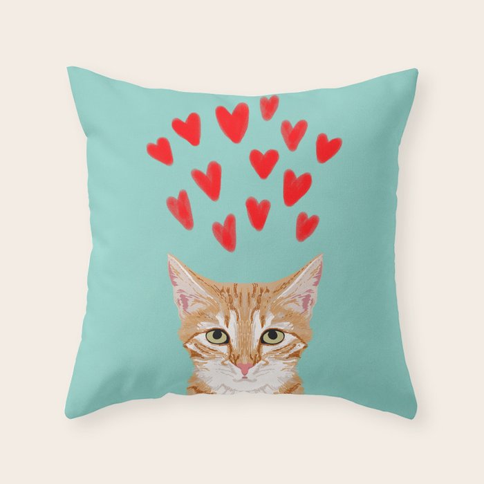 Mackenzie - Orange Tabby Cute Valentines Day Kitten Girly Retro Cat Art cell phone Throw Pillow Gallery Image 6