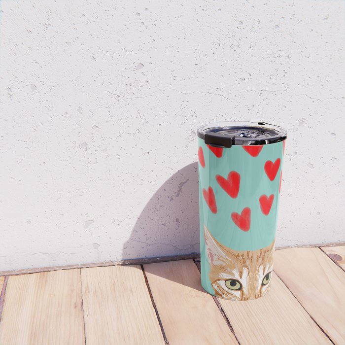 Mackenzie - Orange Tabby Cute Valentines Day Kitten Girly Retro Cat Art cell phone Travel Mug Gallery Image 4