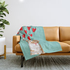 Mackenzie - Orange Tabby Cute Valentines Day Kitten Girly Retro Cat Art cell phone Throw Blanket Gallery Image 1