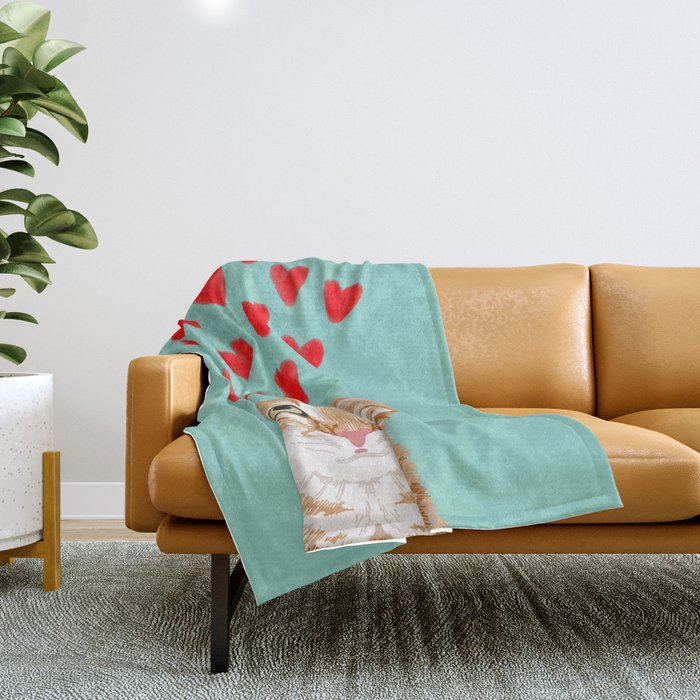 Mackenzie - Orange Tabby Cute Valentines Day Kitten Girly Retro Cat Art cell phone Throw Blanket Gallery Image 1