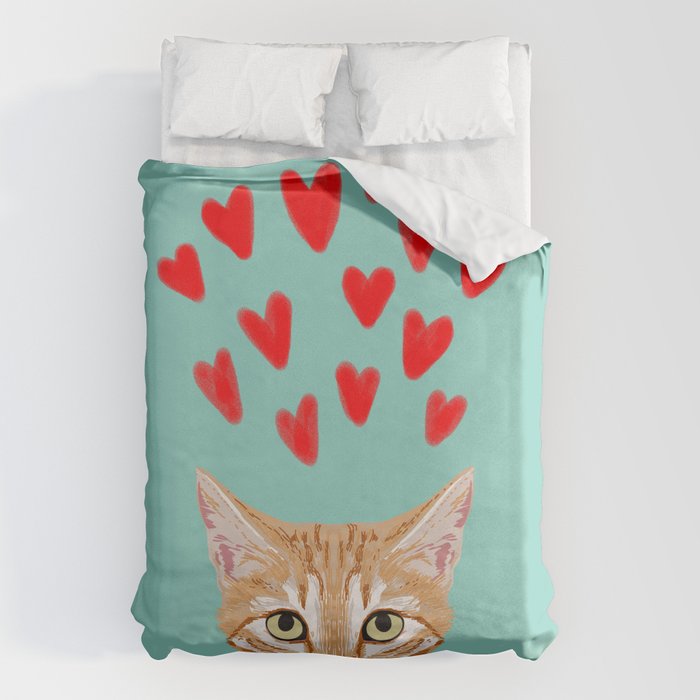 Mackenzie - Orange Tabby Cute Valentines Day Kitten Girly Retro Cat Art cell phone Duvet Cover Gallery Image 1