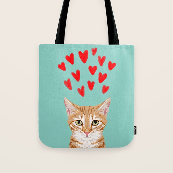 Mackenzie - Orange Tabby Cute Valentines Day Kitten Girly Retro Cat Art cell phone Tote Bag Gallery Image 1