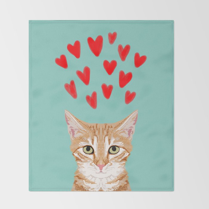 Mackenzie - Orange Tabby Cute Valentines Day Kitten Girly Retro Cat Art cell phone Throw Blanket Gallery Image 2