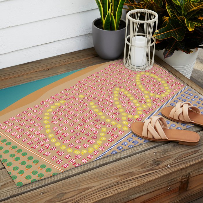 Ciao / Hello Italy Beach Umbrellas - Aerial Italian Outdoor Rug Gallery Image 2