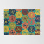 Atomic Dots Midcentury Modern Pattern in Mid Mod Mustard, Olive, Orange, Blue, and Turquoise Teal Rug Gallery Image 2