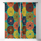 Atomic Dots Midcentury Modern Pattern in Mid Mod Mustard, Olive, Orange, Blue, and Turquoise Teal Window Curtain Gallery Image 5