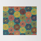 Atomic Dots Midcentury Modern Pattern in Mid Mod Mustard, Olive, Orange, Blue, and Turquoise Teal Throw Blanket Gallery Image 2