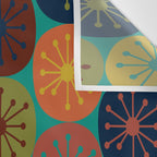Atomic Dots Midcentury Modern Pattern in Mid Mod Mustard, Olive, Orange, Blue, and Turquoise Teal Wall Tapestry Gallery Image 3