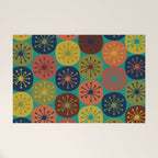 Atomic Dots Midcentury Modern Pattern in Mid Mod Mustard, Olive, Orange, Blue, and Turquoise Teal Welcome Mat Gallery Image 1