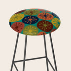 Atomic Dots Midcentury Modern Pattern in Mid Mod Mustard, Olive, Orange, Blue, and Turquoise Teal Stool Gallery Image 2