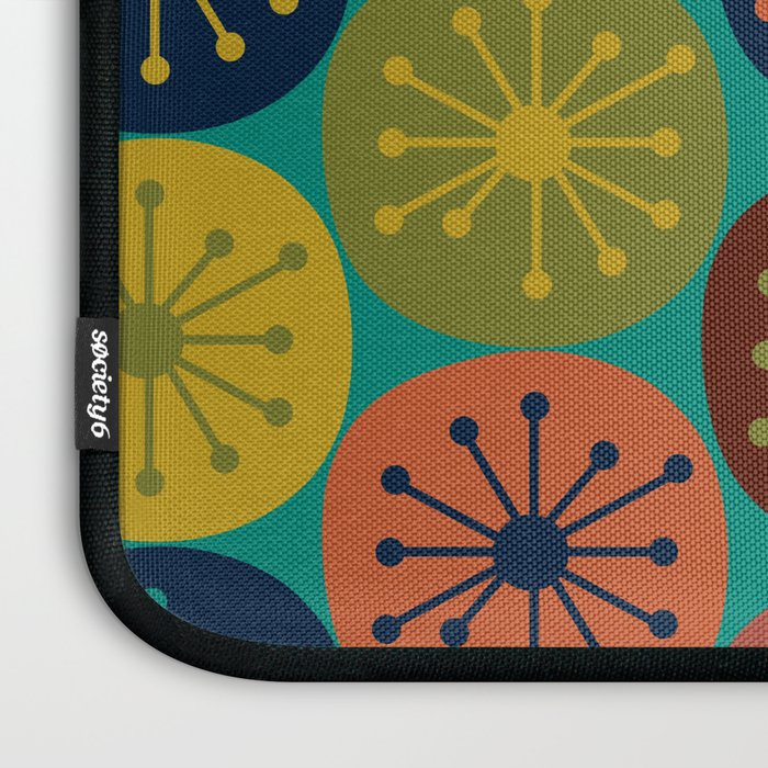 Atomic Dots Midcentury Modern Pattern in Mid Mod Mustard, Olive, Orange, Blue, and Turquoise Teal Laptop Sleeve Gallery Image 3