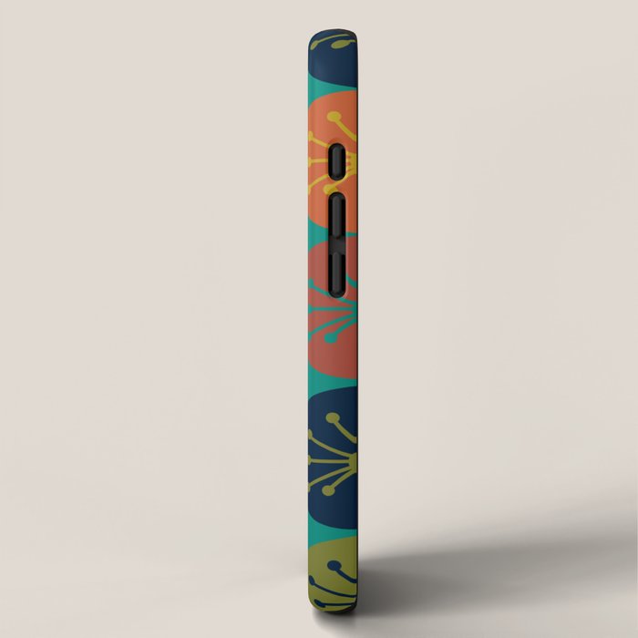 Atomic Dots Midcentury Modern Pattern in Mid Mod Mustard, Olive, Orange, Blue, and Turquoise Teal iPhone Case Gallery Image 2