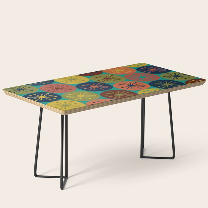 Atomic Dots Midcentury Modern Pattern in Mid Mod Mustard, Olive, Orange, Blue, and Turquoise Teal Coffee Table Gallery Image 1
