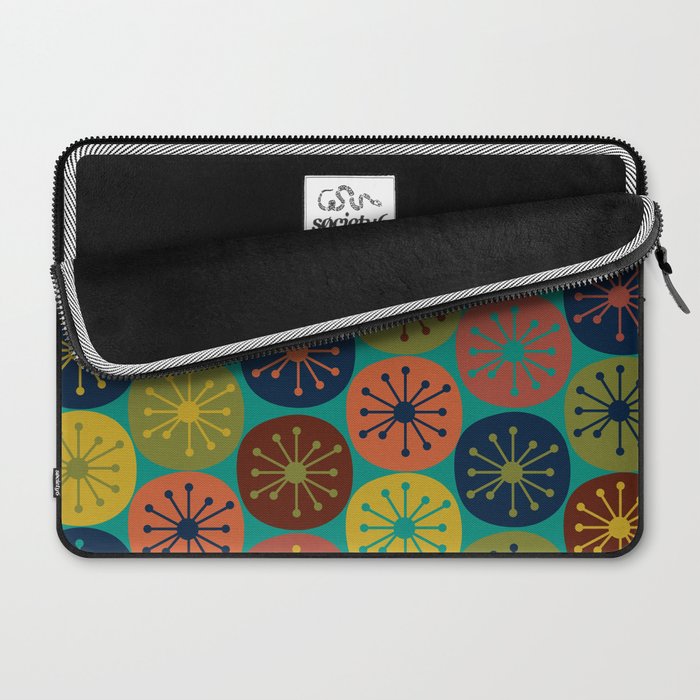 Atomic Dots Midcentury Modern Pattern in Mid Mod Mustard, Olive, Orange, Blue, and Turquoise Teal Laptop Sleeve Gallery Image 2