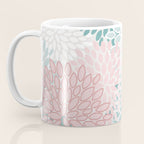 Floral Bloom, Teal, Green, Pink and White Coffee Mug Gallery Image 3