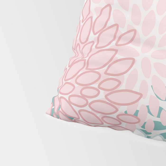 Floral Bloom, Teal, Green, Pink and White Pillow Sham Gallery Image 4