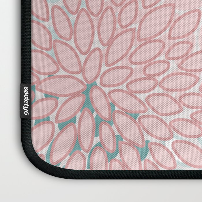 Floral Bloom, Teal, Green, Pink and White Laptop Sleeve Gallery Image 3