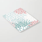 Floral Bloom, Teal, Green, Pink and White Notebook Gallery Image 2