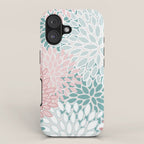Floral Bloom, Teal, Green, Pink and White iPhone Case Gallery Image 1