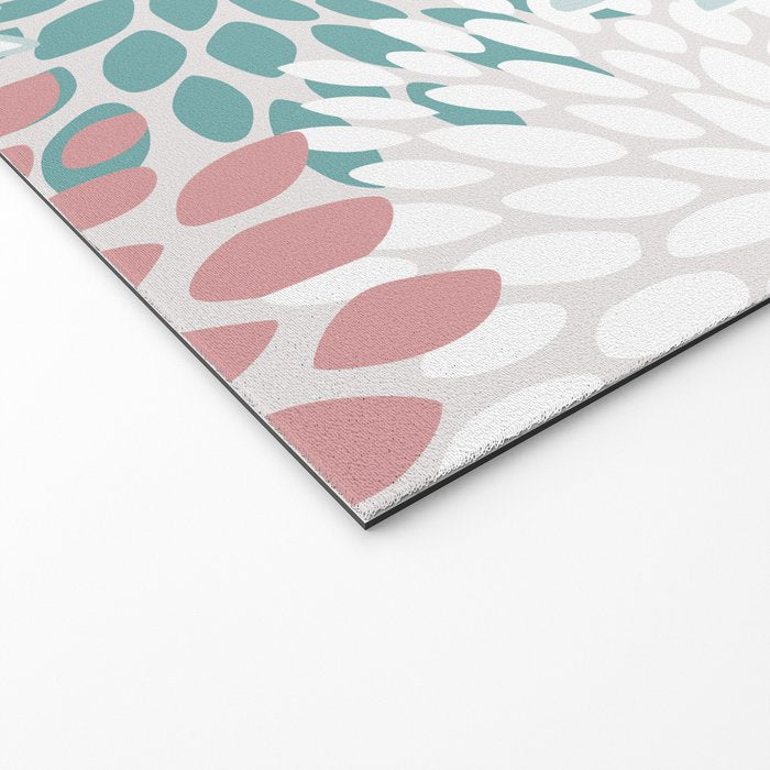 Floral Bloom, Teal, Green, Pink and White Welcome Mat Gallery Image 2