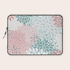 Floral Bloom, Teal, Green, Pink and White Laptop Sleeve Gallery Image 1