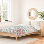 Floral Bloom, Teal, Green, Pink and White Duvet Cover Gallery Image 2