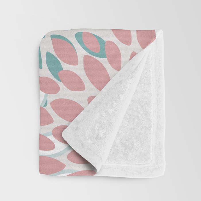 Floral Bloom, Teal, Green, Pink and White Throw Blanket Gallery Image 3
