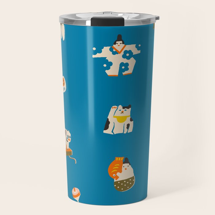 Japanese toys in blue Travel Mug Gallery Image 1